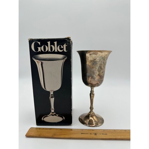 Leonard Silver Plated Goblets #816 set 7 Tarnished Goth Feast Dark Academia Vtg - Picture 4 of 5